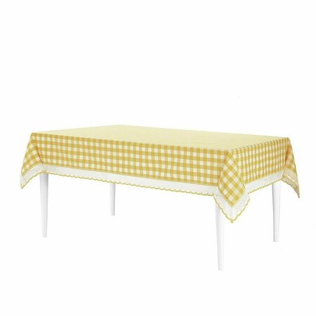 DESORDEN 60 x 120 in. Buffalo Check Tablecloth with Macram Trim Yellow DE2737543